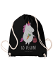 Mr. & Mrs. Panda Turnbeutel Einhorn Vegan mit Spruch in Schwarz