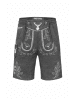 PAULGOS Jogginghose Design Trachten Lederhose Bermuda Shorts Kurz JOK5 in Dunkelgrau