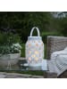 STAR Trading LED Outdoor-Laterne ,Flame Lantern, Batterie und Timer, weiß, 23cm, Ø