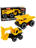 LEAN TOYS Baustellenfahrzeug-Set: Bagger, Muldenkipper, bewegliche Lichter, Geräusche