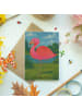Mr. & Mrs. Panda Klappkarte Flamingo Classic Design ohne Spruch in Weiß