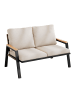 ABRIHOME Gartensofa in Grau Beige 2-Sitzer mit Stahl und Holz Kunststoff Griffen