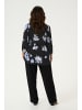 KAFFE curve Langarm-Bluse KCedina Regular fit in Black / Blue Flower Print