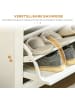 HOMCOM Schuhschrank-72L x 26B x 112H cm-Weiß+Naturholz