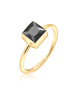 Elli Ring 925 Sterling Silber Viereck in Schwarz