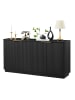 ABRIHOME Sideboard in Schwarz mit Streifen Wellenform Design 160x80x40 cm
