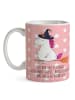 Mr. & Mrs. Panda Becher Einhorn Hexe mit Spruch in Rot Pastell