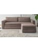 Furn.Design Sofa-Set braun Cord, Couch 3-Sitzer mit Bettfunktion inklusive Hocker