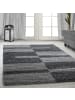 KADIMA DESIGN Teppich Hochflor Shaggy Karo Design Polypropylen Wohnzimmer in Grau