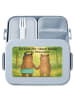 Mr. & Mrs. Panda Lunch Box Bär Freundin Design mit Spruch in Blau Pastell