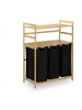 relaxdays Wäschekorbregal in Natur/ Schwarz - (B)80 x (H)105 x (T)40 cm