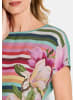 GOLDNER Streifenshirt mit floralen Akzenten in bunt / geringelt