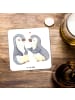Mr. & Mrs. Panda Untersetzer Eckig Pinguine trösten ohne Spruch in Weiß