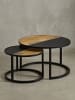 KADIMA DESIGN Couchtisch 2er Set Mango Massivholz / Stein-Optik Sofatisch Rund