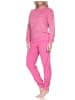 NORMANN Frottee Schlafanzug langarm Bündchen Streifenoptik in rosa