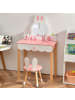 COSTWAY Kinder Schminktisch mit Hocker in Rosa