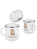 Mr. & Mrs. Panda Tasse Emaille Bär sitzend mit Spruch in Weiß