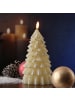 MARELIDA LED Kerze Tannenbaum flackernd Echtwachs H: 20cm in creme