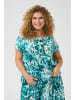 KAFFE curve Kurzarm-Bluse KCami Loose fit in Teal Leopard Print