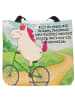 Mr. & Mrs. Panda Tote Bag Einhorn Radfahrer Design mit Spruch in Weiß