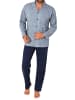 NORMANN Langarm Schlafanzug Pyjama zum durchknöpfen in marine