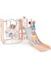 COSTWAY Kinder Rutsche mit Klettergerüst & Schaukel in Rosa