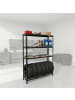 relaxdays Reifenregal in Schwarz - (B)120 x (H)180 x (T)40 cm