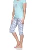 NORMANN Kurzarm Pyjama Capri Schlafanzug Hose Animalprint Übergrößen in türkis
