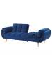 Beliani Schlafsofa ASBY in Blau/Heller Holzfarbton - (W) 218 x (H) 82 x (L) 83 cm