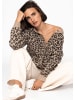 SASSYCLASSY Cardigan mit Leo-Muster in Beige