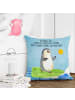 Mr. & Mrs. Panda Sofakissen Pinguin Surfer mit Spruch in Eisblau
