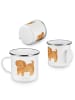 Mr. & Mrs. Panda Camping Emaille Tasse Hund Flauschig ohne Spruch in Weiß