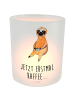 Mr. & Mrs. Panda Glas Windlicht Faultier Kaffee mit Spruch in Transparent