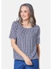GOLDNER Farbbrillante Druckbluse mit liebevollen Details in marine / weiß