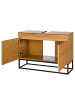 home24 home24 Waschbeckenunterschrank aus Holzwerkstoff und Metall in Eiche / Schwarz - 136 x 44 x 87 cm in Eiche