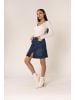 Nina Carter 5-Pocket Mini Jeansrock mit Schlitz Knie Lang Stretch Denim in Dunkelblau