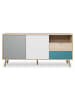 Furn.Design Sideboard Eiche, Petrol, weiß, grau 150 cm, Kommode Tricolor skandinavisch