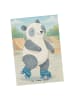 Mr. & Mrs. Panda Postkarte Panda Inliner fahren Design ohne Spruch in Weiß