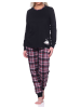 NORMANN Schlafanzug Bündchen Karohose - 75753 in schwarz