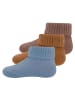 ewers 3er-Set Socken Rippe/Umschlag in fliegerblau-toffee-eichel