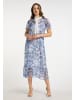 faina Damen Midikleid Mit Allover-Print in Blau Mehrfarbig