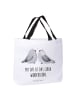 Mr. & Mrs. Panda Strandtasche Turteltauben Liebe mit Spruch in Weiß