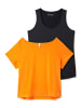 sheego Shirt und Top in orange+schwarz