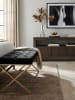 KADIMA DESIGN Samt Sitzbank im Chesterfield-Stil, Schwarz, robustes Metallgestell