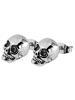 Adeliás Unisex Ohrringe – Ohrstecker Totenkopf aus Edelstahl in silber