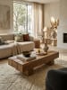 KADIMA DESIGN Couchtisch Massivholz, 120 cm, Landhaus, handgefertigt in Beige
