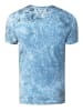 Rusty Neal V-Neck T-Shirt Verwaschen mit Seitlichem Logo Print in Blau