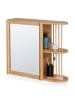relaxdays Wandregal mit Spiegel in Natur - (B)62 x (H)53 x (T)20 cm