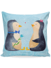 Mr. & Mrs. Panda Kopfkissen Pinguin Pärchen ohne Spruch in Eisblau