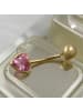 Gallay Bauchnabelpiercing Banana 20x6mm Zirkonia-Herz pink 14Kt GOLD in gold/pink